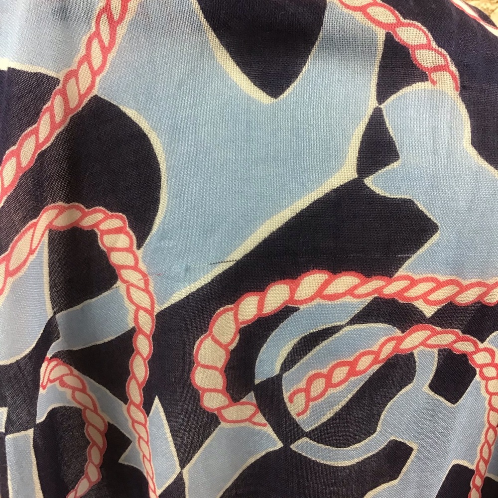 Lilly Pulitzer Silk Cashmere Fringe Scarf Nautical - Picture 6 of 6